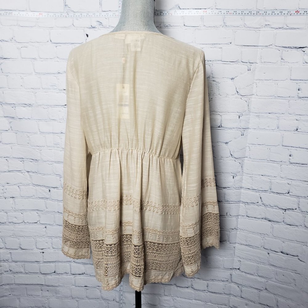 Studio M 100% Cotton Embroidered Beige Tunic NWT size XL - Picture 4 of 10